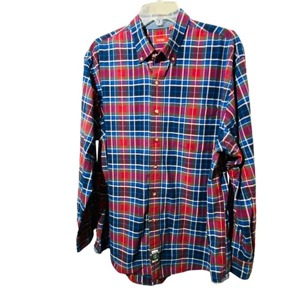 IZOD Heritage Tartan Red/Blue/Green/White Plaid Long Sleeve Button Down Men’s XL - Picture 3 of 12